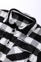 Black Plaid Textured Flap Pocket Shacket Plaid Shackets JT's Designer Fashion