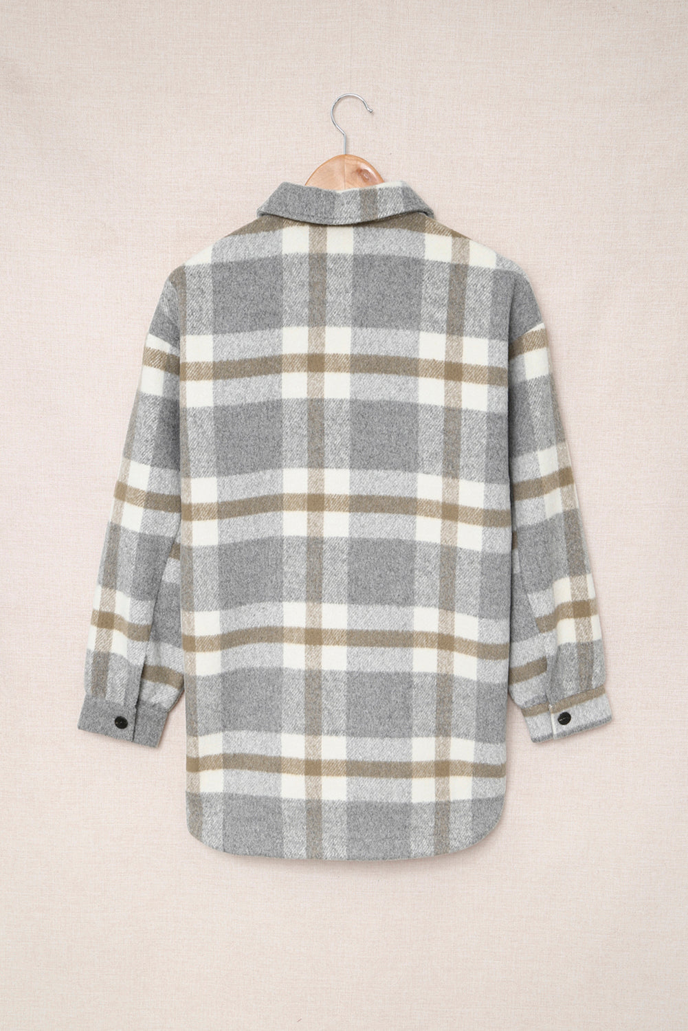 Brown Plaid Print Pocket Women Shacket Plaid Shackets JT's Designer Fashion