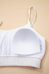 White Textured Contrast Banding Bikini High Waist 2pcs Swimsuit High Waisted Swimsuit JT's Designer Fashion
