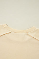 Beige Splicing Round Neck Pullover Sweatshirt Sweatshirts & Hoodies JT's Designer Fashion
