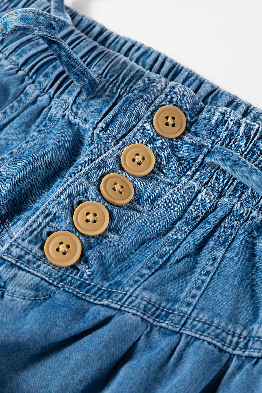 Dusk Blue Mineral Wash Button Fly Waist Wide Leg Jeans Jeans JT's Designer Fashion