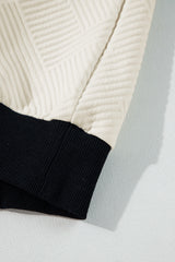 Jet Stream Color Block Edge Raglan Sleeve Crew Neck Textured Top Long Sleeve Tops JT's Designer Fashion