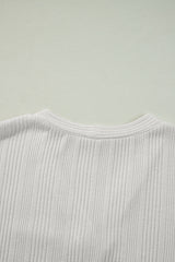 White Solid Color Ribbed Button up Tunic Cardigan Cardigans JT's Designer Fashion