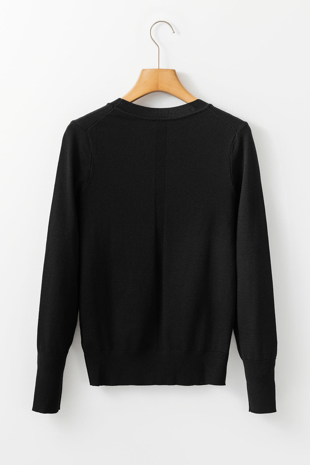 Black Solid Color Slim Fit Lightweight Crew Neck Sweater Sweaters JT's Designer Fashion
