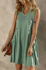 Moonlight Jade Split V Neck Tiered Flowy Sleeveless Dress Dresses JT's Designer Fashion