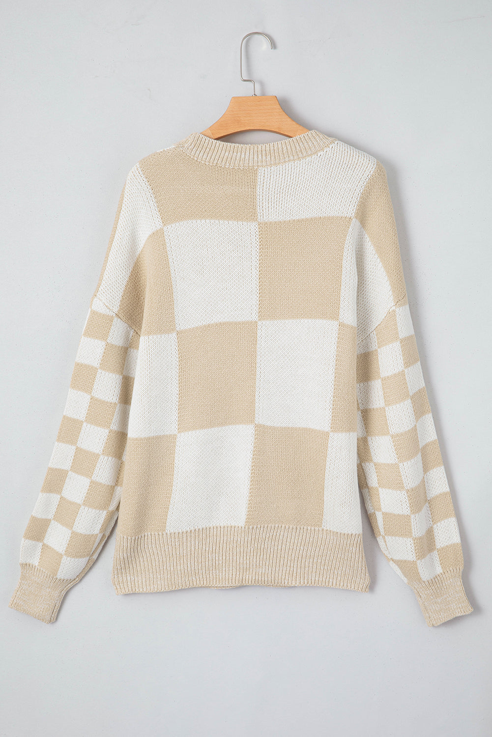 Flaxen Checkered Print Drop Shoulder Sweater Sweaters JT's Designer Fashion