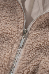 Light French Beige Zipper Pocketed Winter Fuzzy Jacket Jackets JT's Designer Fashion