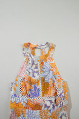 Tied Printed Grecian Sleeveless Long Dress Maxi Dresses JT's Designer Fashion
