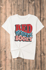 White RED WHITE BOOZY Stars and Stripes Graphic T Shirt Graphic Tees JT's Designer Fashion