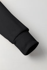 Black Waffle Knit Fleece Lined High Low Oversized Hoodie Sweatshirts & Hoodies JT's Designer Fashion