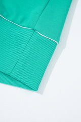Dark Green Colorblock Trim V Neck Pullover Top and Shorts Set Short Sets JT's Designer Fashion