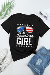 Black Stars and Stripes Glasses Slogan Graphic T Shirt Graphic Tees JT's Designer Fashion