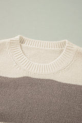 Simply Taupe Colorblock Loose Pullover Sweater Sweaters JT's Designer Fashion