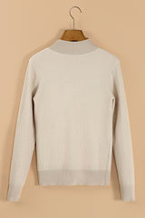 Apricot Thermal Lined Ribbed Knit Mock Neck Sweater Sweaters JT's Designer Fashion