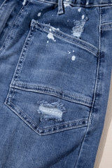 Ashleigh Blue Ripped Splattering Paint Rope Waist Cropped Straight Jeans Jeans JT's Designer Fashion