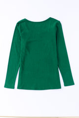 Green Lace Crochet V Neck Long Sleeve Top Long Sleeve Tops JT's Designer Fashion
