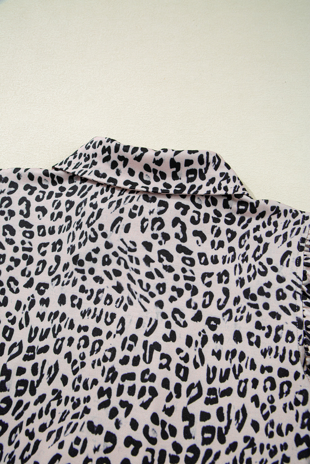 Brown Leopard Half Zipper Collared Ruffled Sleeve Top and Short Set Short Sets JT's Designer Fashion