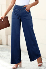 Sail Blue Medium Wash Straight Leg Loose Casual Jeans Sail Blue 47%Polyester+42%Cotton+11%Elastane Jeans JT's Designer Fashion