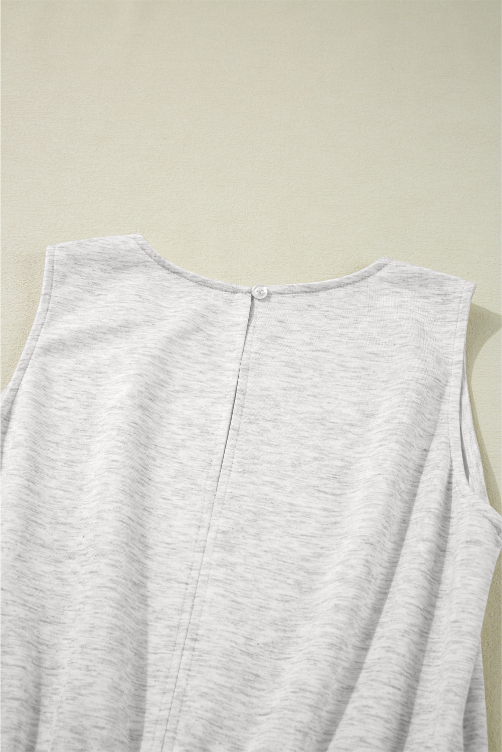 Light Grey Solid Color Crew Neck Drawstring High Waist Sleeveless Jumpsuit Jumpsuits & Rompers JT's Designer Fashion