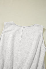 Light Grey Solid Color Crew Neck Drawstring High Waist Sleeveless Jumpsuit Jumpsuits & Rompers JT's Designer Fashion