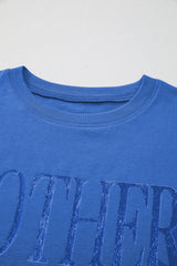 Sky Blue Vintage MOTHERHOOD Letter Graphic T Shirt Graphic Tees JT's Designer Fashion