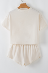 Beige Cow with Bows Cropped Tee and Skort Set Graphic Sets JT's Designer Fashion