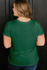 Dark Green Round Neck Rolled Sleeve Plus Size T-shirt Plus Size Tops & Tees JT's Designer Fashion