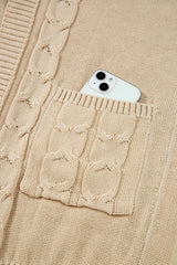 Parchment Cable Knit Braided Tie Sleeve Plus Size Open Cardigan Plus Size Sweaters & Cardigans JT's Designer Fashion