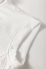 White Textured Half Zip Collared Cap Sleeve Mini Dress Mini Dresses JT's Designer Fashion