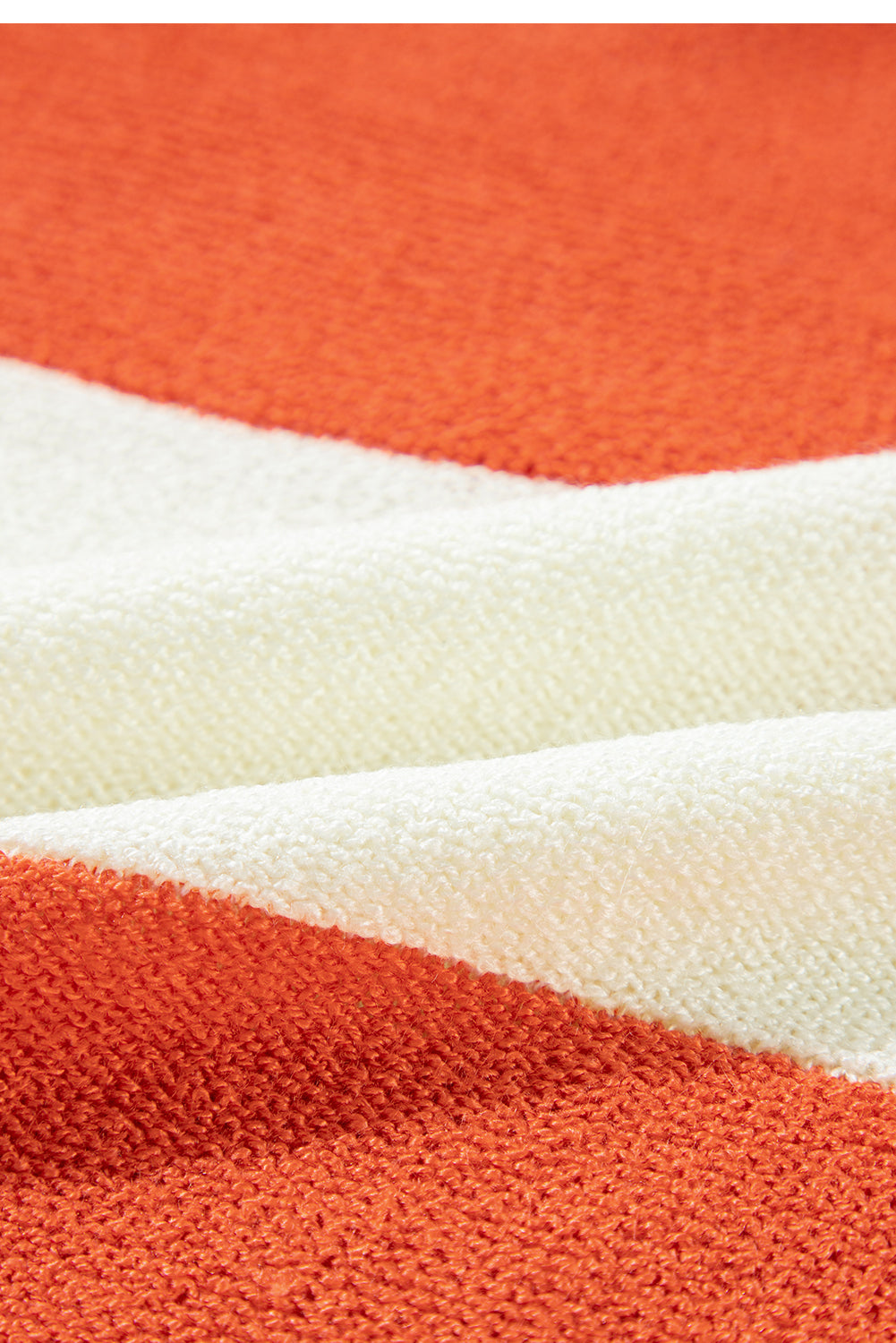 Orange Stripe Loose Color Block Drop Shoulder Bubble Sleeve Sweater Sweaters JT's Designer Fashion