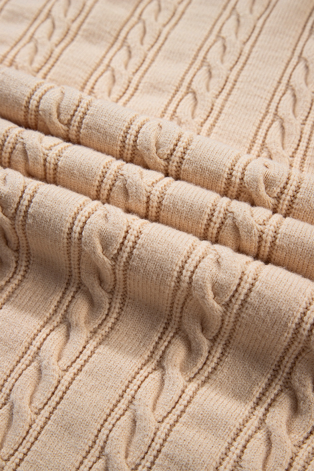 Parchment Oversize Chunky Cable Knit Open Front Midi-length Cardigan Cardigans JT's Designer Fashion