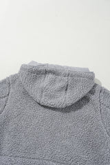 Medium Grey Fleece Zip Up Drawstring Hooded Pocketed Jacket Jackets JT's Designer Fashion
