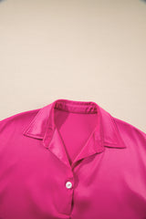 Rose Red Buttoned Collar Shift T-shirt Mini Dress Mini Dresses JT's Designer Fashion