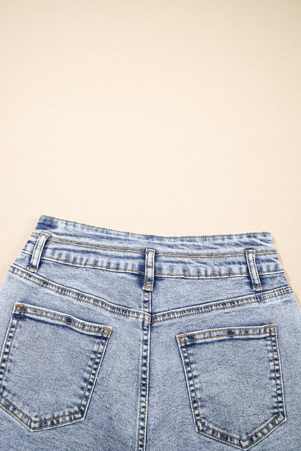 Beau Blue Rhinestone Light Wash Raw Hem High Waist Denim Shorts Denim Shorts JT's Designer Fashion