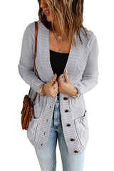 Gray Front Pocket and Buttons Closure Cardigan Sweaters & Cardigans JT's Designer Fashion