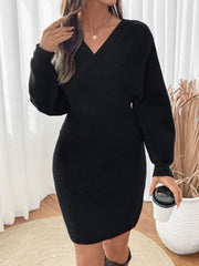 Surplice Long Sleeve Sweater Dress Bodycon Dresses JT's Designer Fashion