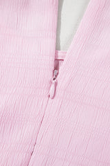 Bonbon Textured Bubble Sleeve High Waist Mini Dress Mini Dresses JT's Designer Fashion