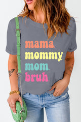 Gray mama mommy mom bruh Crew Neck Graphic Tee Graphic Tees JT's Designer Fashion
