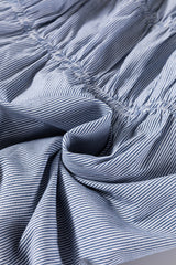 Sky Blue Stripe Bubble Sleeve Square Neck Ruched Pocketed Babydoll Dress Mini Dresses JT's Designer Fashion