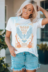 White NASHVILLE 1982 MUSIC CITY Casual T Shirt Graphic Tees JT's Designer Fashion