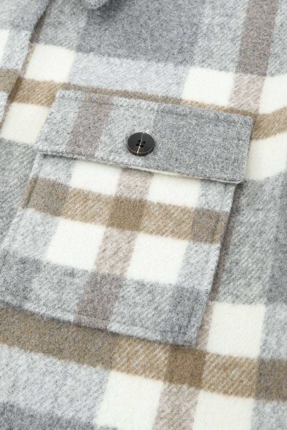 Brown Plaid Print Pocket Women Shacket Plaid Shackets JT's Designer Fashion