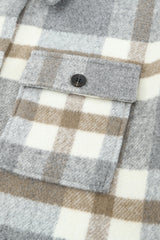 Brown Plaid Print Pocket Women Shacket Plaid Shackets JT's Designer Fashion