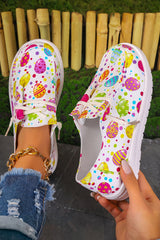 Easter Eggs Printed Square Toe Slip On Canvas Flats Women's Shoes JT's Designer Fashion
