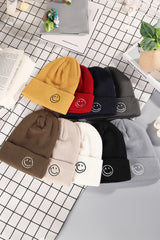 White Smiley Face Eaveless Beanie Hats Hats & Caps JT's Designer Fashion