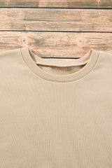 Apricot Solid Fleece Lined Drop Shoulder High Low Sweatshirt Sweatshirts & Hoodies JT's Designer Fashion