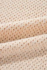 Parchment Loose Eyelet V Neck Drop Shoulder Sweater Sweaters JT's Designer Fashion