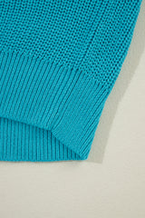 Turquoise Ruffled Eyelet Bubble Sleeve Sweater Sweaters JT's Designer Fashion