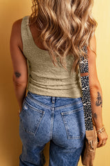 Apricot Textured U Neck Slim Fit Tank Top Sweaters & Cardigans JT's Designer Fashion