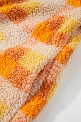 Orange Checkered Sherpa Hooded Jacket Jackets JT's Designer Fashion
