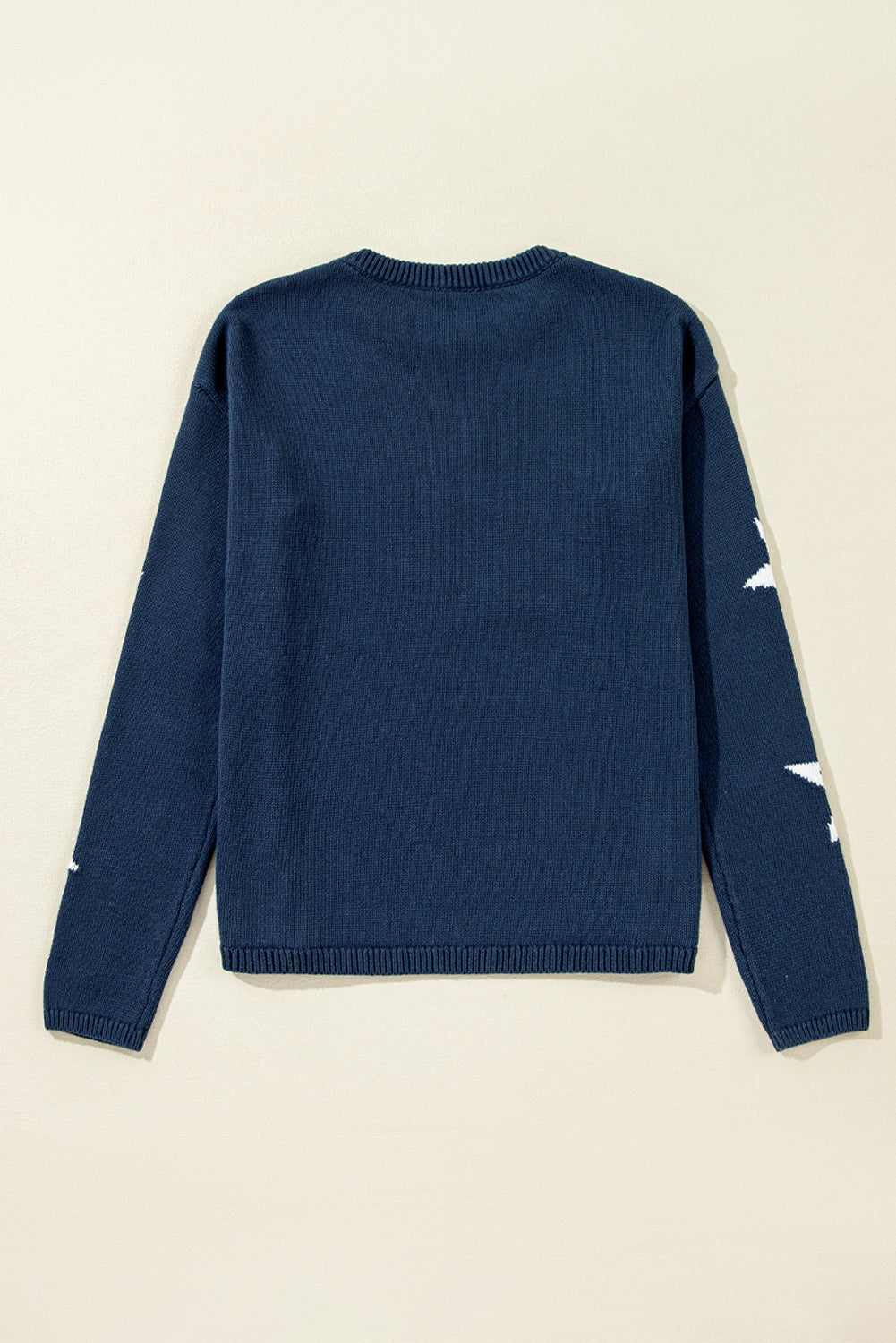 Sail Blue Star Pattern Drop Shoulder Knitted Sweater Sweaters JT's Designer Fashion